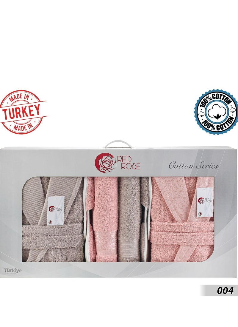 RedRose 100% cotton Turkish bathrobe set 11 pieces heavy pile highly absorbent modern design and decoration large size suitable for all sizes  - Image 5