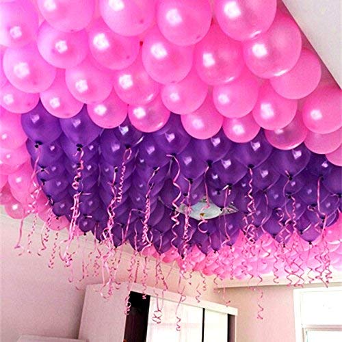 Amit Marketing Metallic Rubber Balloon I for Birthday, Weddings, Engagement, Anniversary Party Decoration I Ideal for Kids and Adult I Party Decor items I Pink and Purple - Pack of 50 Pcs - Image 1