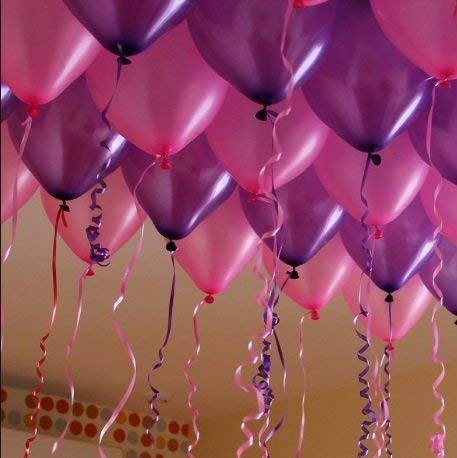 Amit Marketing Metallic Rubber Balloon I for Birthday, Weddings, Engagement, Anniversary Party Decoration I Ideal for Kids and Adult I Party Decor items I Pink and Purple - Pack of 50 Pcs - Image 3