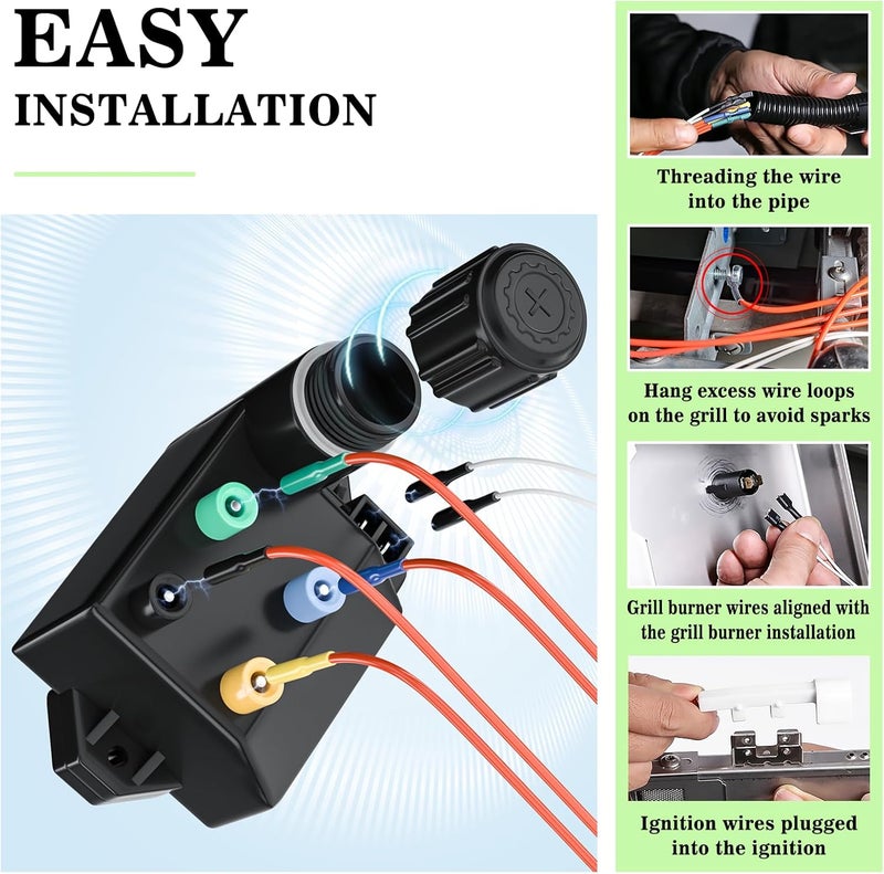 GRISUN 66355 Grill Igniter Kit for Weber Genesis II 410 210 Series Gas Grills - E410 LX410 SE410 E210 (Model Years 2017 and Newer), 4-Outlet Electronic Ignition Replacement Igniter Parts - Image 4