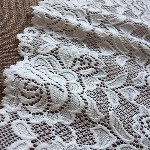 LUMKET 6 Inches Wide Lace Ribbon White Stretch Lace Fabric with Floral Pattern for Bridal Wedding Decorations, Sewing and DIY Crafts- 5 Yards (7221 White) - Image 5
