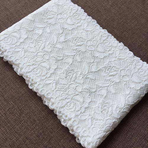 LUMKET 6 Inches Wide Lace Ribbon White Stretch Lace Fabric with Floral Pattern for Bridal Wedding Decorations, Sewing and DIY Crafts- 5 Yards (7221 White) - Image 2