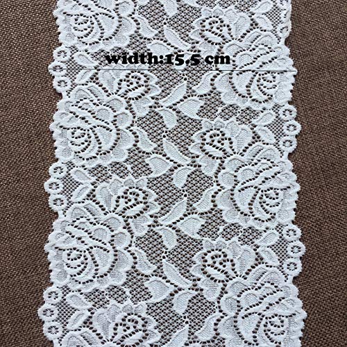 LUMKET 6 Inches Wide Lace Ribbon White Stretch Lace Fabric with Floral Pattern for Bridal Wedding Decorations, Sewing and DIY Crafts- 5 Yards (7221 White) - Image 4