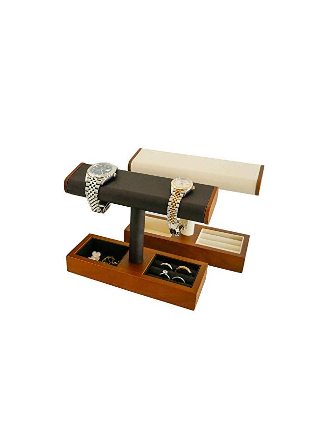 IAF Watch Stand with Jewelry Organizer – Solid Ashwood Watch Organizer – Versatile Jewelry Holder for Watches, Bracelets, Rings, Necklaces – Elegant and Classy Countertop Organizer - Image 2
