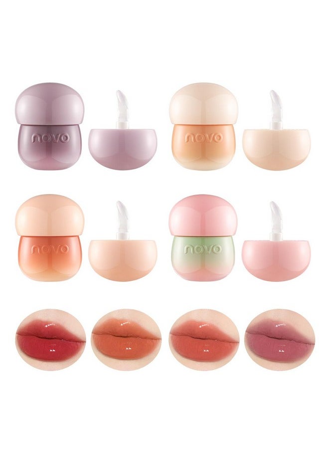 Rayberro - 4 Pack Water Gloss Lip Glaze Lipstick Set Lip Gloss Set Cute Pinecone Shape Lipstick Makeup Set Long Lasting Wear Nonstick Cup Not Fade Waterproof Sweatproof Lipsticks Lip Balm Lip Care - Image 1