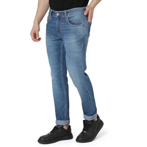 Spykar Men's Super Skinny Fit Low-Rise Casual Jeans Light Blue - Image 4