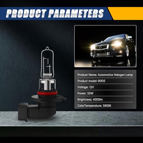 OKOENIEO 9005 HB3 Halogen Headlight Bulb, 12V 55W Standard Halogen Light Bulb, 3800K, 4000 Lumens, High Brightness Headlight Bulb, Head Light Bulbs for Car,Headlight Bulbs High and Low Beam, Pack of 2 - Image 3