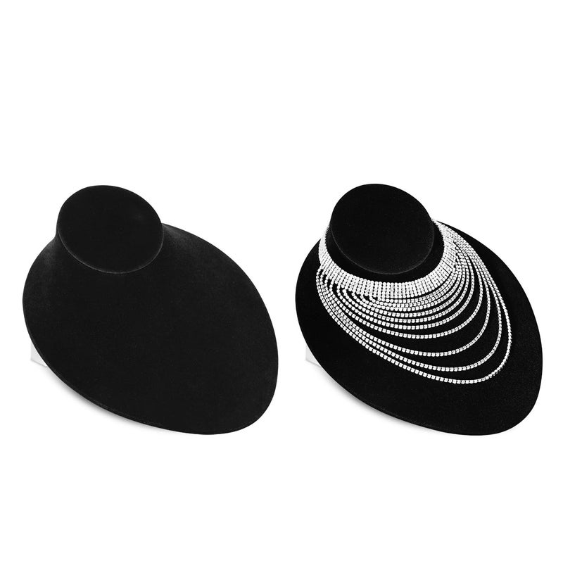 MOOCA Black Velvet Lay Down Necklace Bust Display Jewelry Display Necklace Chain Jewelry Bust Holder Stand, 2 Pcs, Black Velvet - Image 1