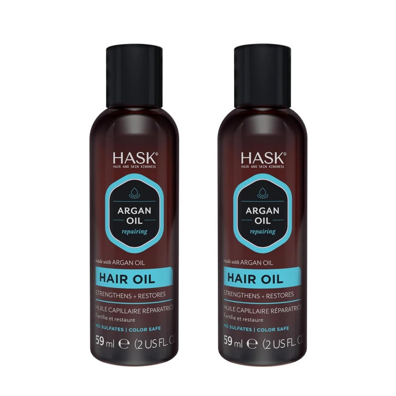 HASK ARGAN Repairing Hair Oil for shine and frizz control for all hair types, color safe, gluten free, sulfate free, paraben free - 2 Hair Oils - Image 4