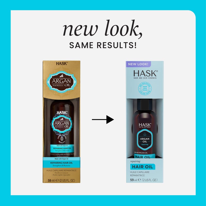 HASK ARGAN Repairing Hair Oil for shine and frizz control for all hair types, color safe, gluten free, sulfate free, paraben free - 2 Hair Oils - Image 2