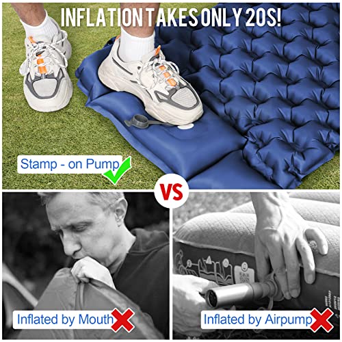 WANNTS Sleeping Pad, Ultralight Inflatable Sleeping Pad for Camping, Built-in Pump, Ultimate for Hiking - Airpad, Carry Bag,-Compact & Lightweight Camping pad(Blue) - Image 2