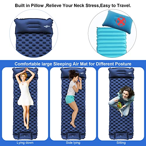 WANNTS Sleeping Pad, Ultralight Inflatable Sleeping Pad for Camping, Built-in Pump, Ultimate for Hiking - Airpad, Carry Bag,-Compact & Lightweight Camping pad(Blue) - Image 5