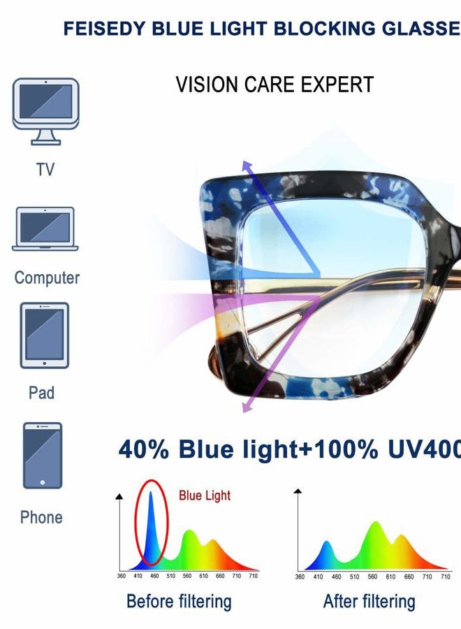 FEISEDY Oversized Square Blue Light Blocking Glasses Eye Strain Glare Pearl Inlay Arm Cat Eye Fashion Eyewear B2639 - Image 5