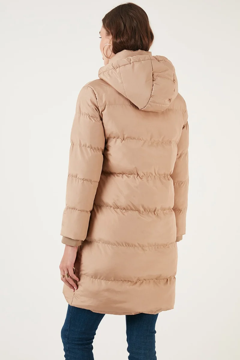 ليلا Hooded Winter Long Puffer Coat with Pocket Women's Coat 55650542