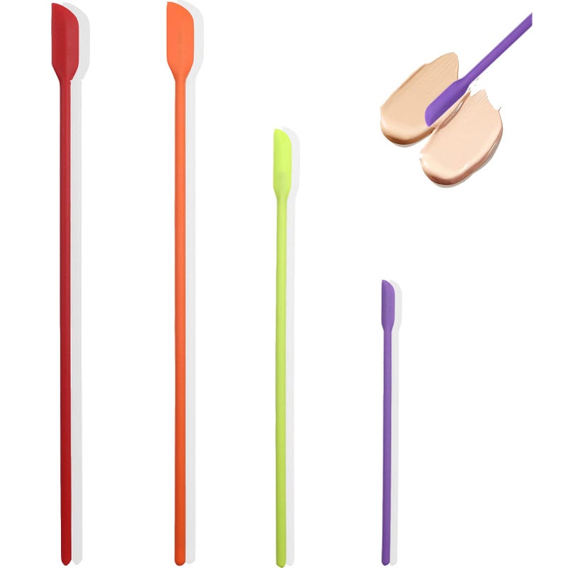 HAGBOU Beauty Spatula  4 PCS Makeup Spatula Mini Spatula for Cosmetics and Kitchen Jar  Small Silicone Spatula for Beauty and Kitchen Tiny Spatula 3 Sizes (4) - Image 1