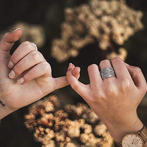Mytys 2 Tone Intertwined Crossover Statement Ring Fashion Chunky Band Rings for Women Black Gold Silver Rose Gold Plated Wide Index Finger Rings Costume Jewelry (silver size 6) - Image 3