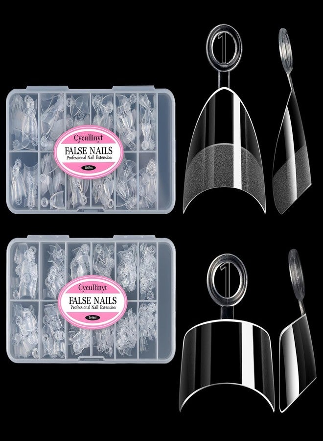 Cycullinyt 480Pcs Extra Short Half Cover Almond & Tapered Square Soft Gel Clear Nail Tips Set, 2 Shape Pre-shaped XXS Fake Nails False Nail Extension for Home Salon DIY 12 Sizes - Image 1