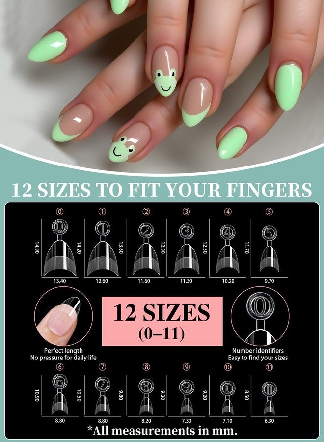 Cycullinyt 480Pcs Extra Short Half Cover Almond & Tapered Square Soft Gel Clear Nail Tips Set, 2 Shape Pre-shaped XXS Fake Nails False Nail Extension for Home Salon DIY 12 Sizes - Image 3