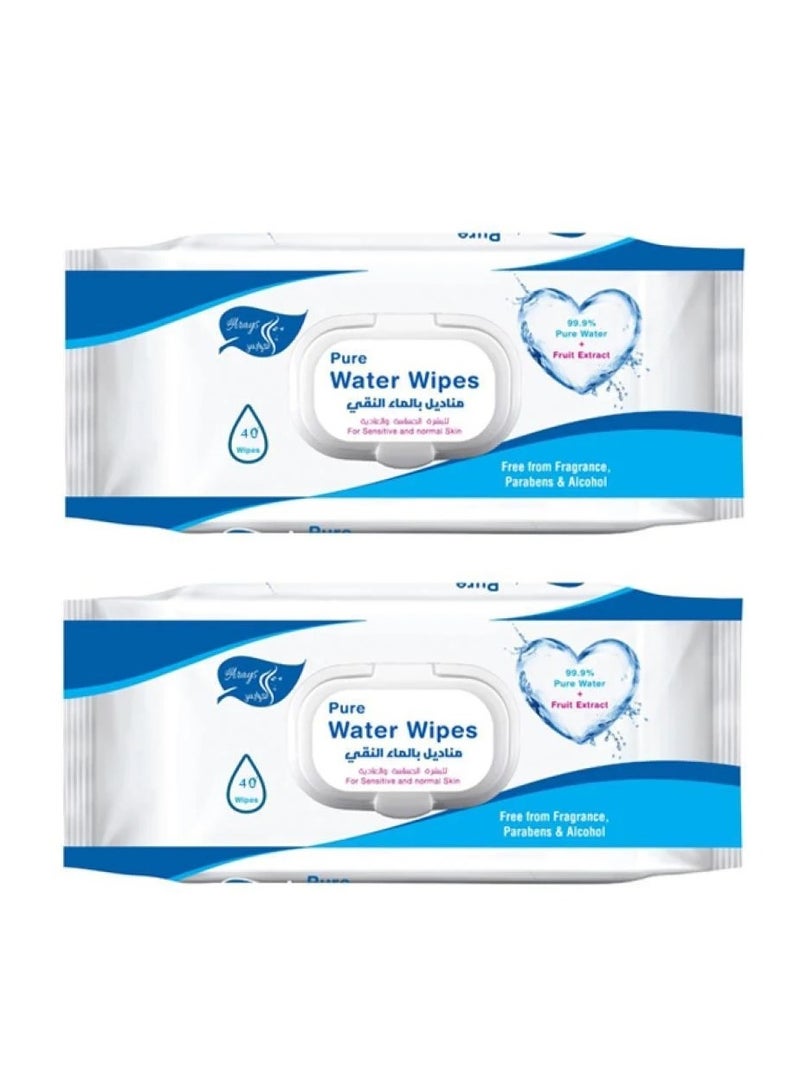 Alarays Pure Water Wipes for Sensitive and Normal Skin 40 Wipes