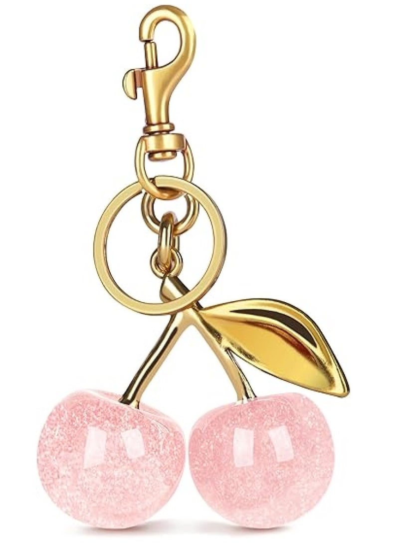 رات سو كيس الكرز اللامع مع خاتم المفتاح وإكسسوارات معدنية الراتنج المتلألئ للحقائب والحقائب - Image 1