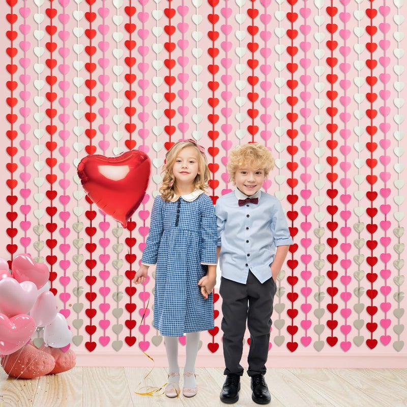 Maniaacer Heart Foil Fringe Curtains 3.3 X 6.6 ft Valentine Tinsel Foil Heart Streamers Red Pink Sliver Hearts Foil Curtains Backdrop for Valentines Day Anniversary Wedding Birthday Decor, 2 Pack - Image 4