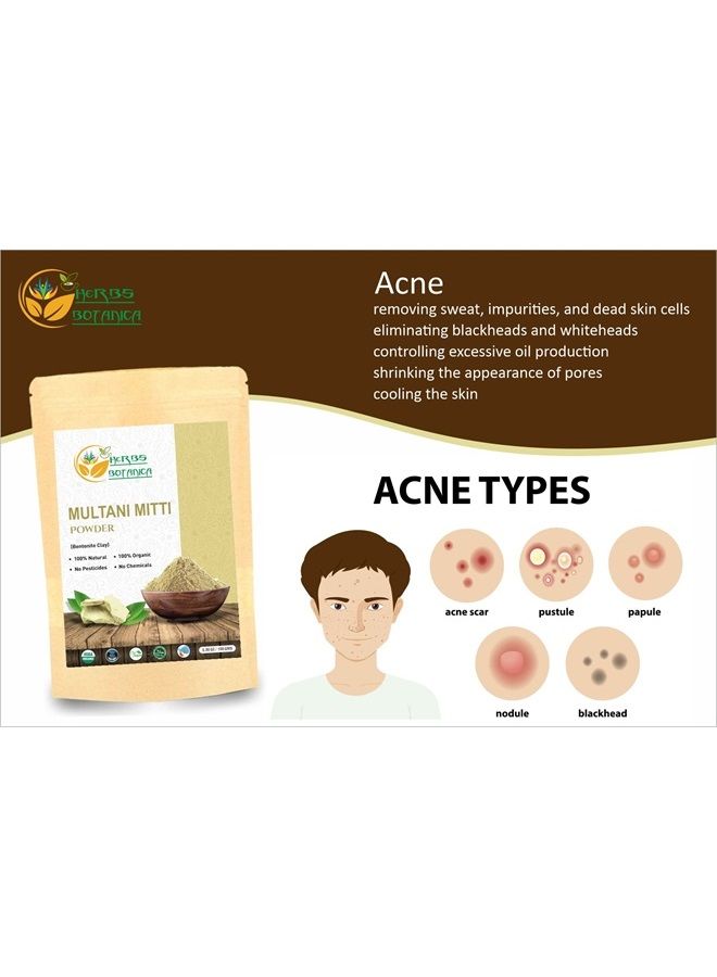 HERBS BOTANICA Multani Mitti Earth Clay Bentonite Clay 100% Organic Clay Mask Face Mask Skin Care Indian Healing Kaolin Clay Indian Deep Pure Grade Cleansing Sodium Facial Calcium Natural Green Secret 5.3 Oz  - Image 3