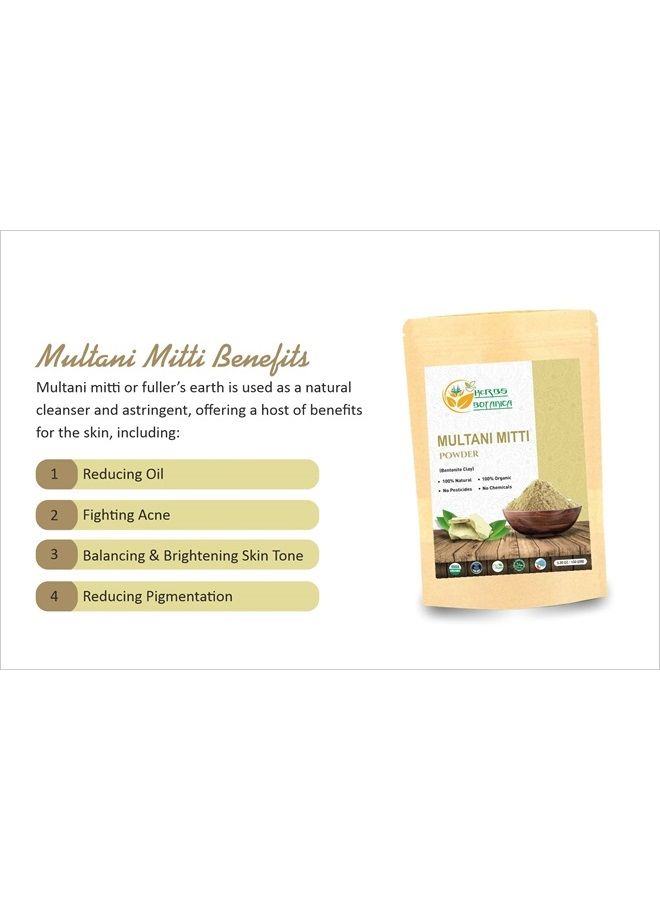 HERBS BOTANICA Multani Mitti Earth Clay Bentonite Clay 100% Organic Clay Mask Face Mask Skin Care Indian Healing Kaolin Clay Indian Deep Pure Grade Cleansing Sodium Facial Calcium Natural Green Secret 5.3 Oz  - Image 4