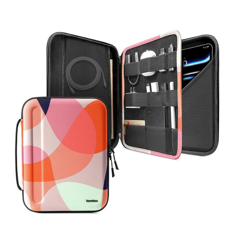 Tomtoc Portfolio Case for Ipad Pro 12.9-Inch 2018&2020,Protective Sleeve with Accessories Pocket,Carrying Storage Bag for Ipad Pencil/Adapter/Hubs/Cables/Magic Keyboard Fit Surface Pro 12.3,Orange - Image 1