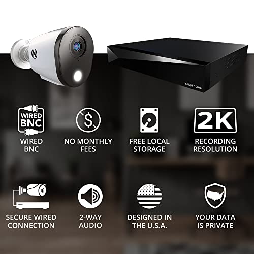 Night Owl 2-Way Audio 12 Channel DVR Video Home Security Camera System with (4) Wired 2K HD Indoor/Outdoor Deterrence Cameras and 2TB Hard Drive (Add up to 4 More Wired and 4 Wi-Fi Cameras) (4 Camera) - Image 3