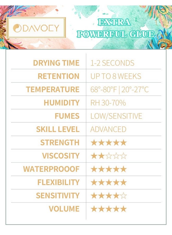 Davocy Eyelash Extension Glue Davocy 10 Ml Extra Strong Eyelash Extension Glue For Professional Use 12 Sec Dry Time 68 Weeks Retention Latex Free Black Adhesive Supplies For Sensitive Eyes. 10Ml 0.34Oz - Image 3