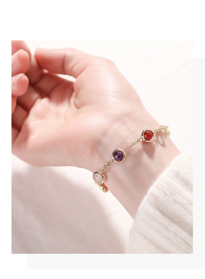 Gold Plated Delicate Multi Color Crystal Bracelet for Girls Women Jewelry Gifts