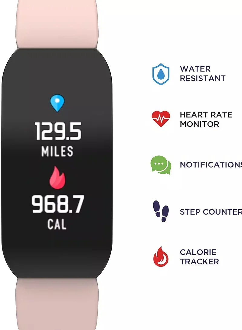 iTouch iTouch Unisex Interactive-Fitness Tracker Watch Black/Black with Silicone Strap, 500141B-G12