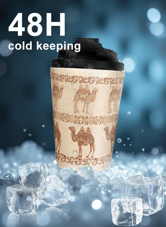 Aijmil Travel coffee cup Saudi Arabian coffee cup Arabic traditional relief decoration gorgeous camel pattern coffee cup 360ml cold mugs, car water cup, suitable as a gift  - Image 3