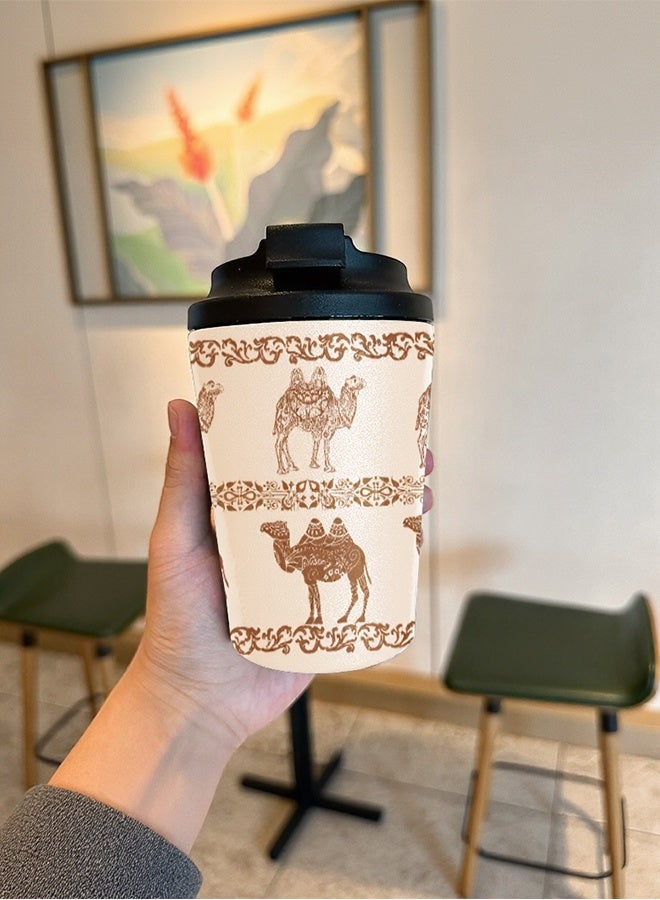 Aijmil Travel coffee cup Saudi Arabian coffee cup Arabic traditional relief decoration gorgeous camel pattern coffee cup 360ml cold mugs, car water cup, suitable as a gift  - Image 2