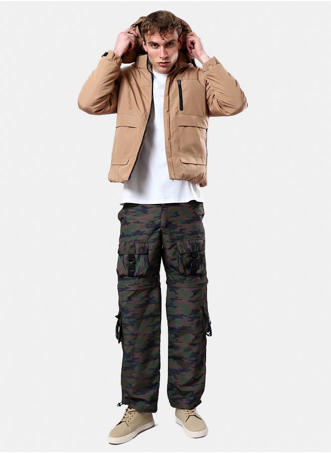 RAVIN - Camel Hooded Jacket with Side Pockets - Image 1
