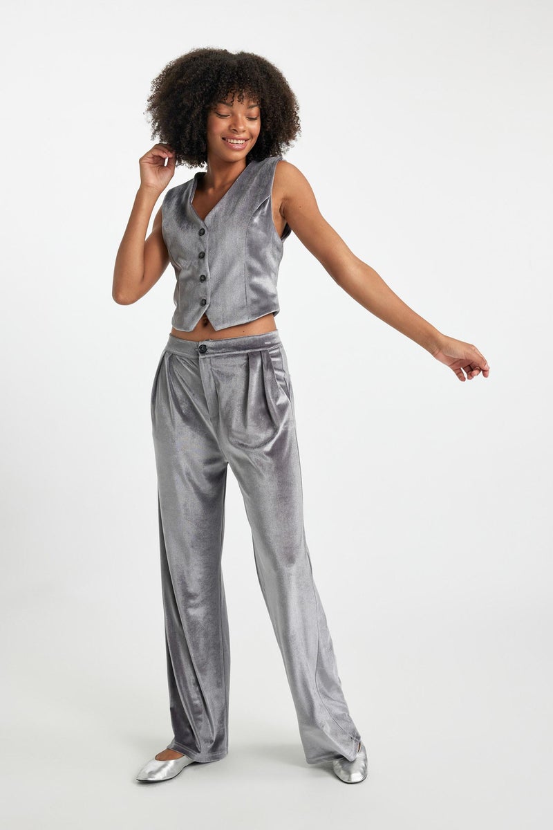DeFacto Woman Wide Leg Fleece Pocket Velvet Trousers - Image 2