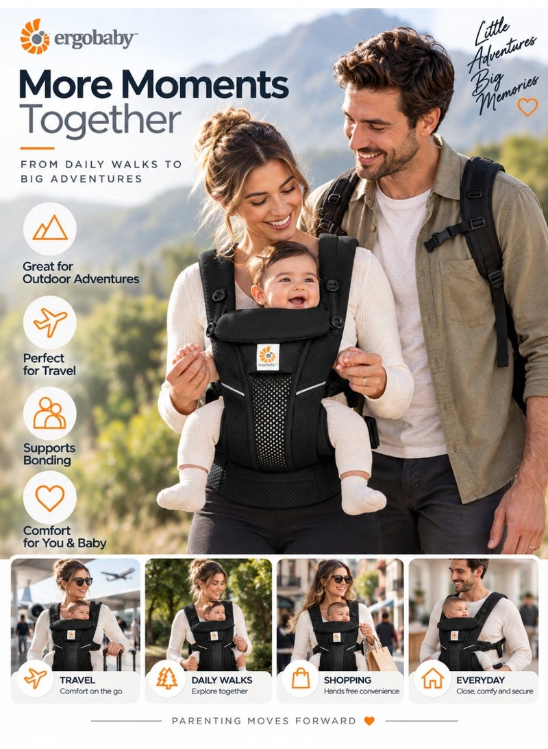 ergobaby Breathable Mesh Baby Carrier for Newborn, Infant & Toddler – Ergonomic Adjustable Front & Back Carry Baby Holder with Padded Shoulder Straps, Supportive Waist Belt & Multiple Carry Positions for Travel & Outdoor Use – Black - Image 4