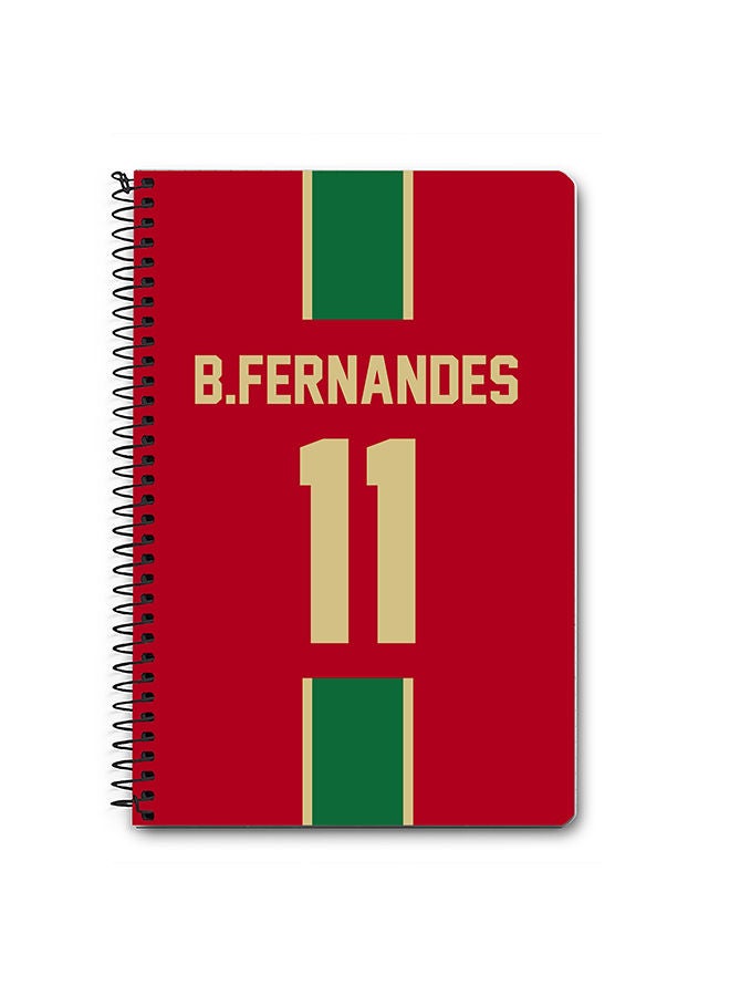 Stylizedd Designer A5 Spiral Notebook Memo Notepad Journal - Football Team - Portugal Player Name - B.Fernandes - Image 1