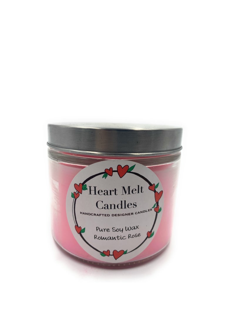 Heart Melt Candles - Pure Soy Wax 2-Wick Jar Candle Romantic Rose Scented 270g - Image 1