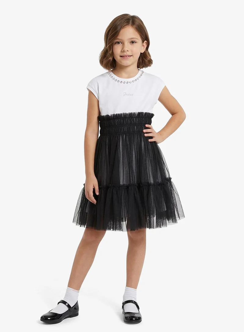 GUESS Youth Fit And Flare Short Sleeve Dress