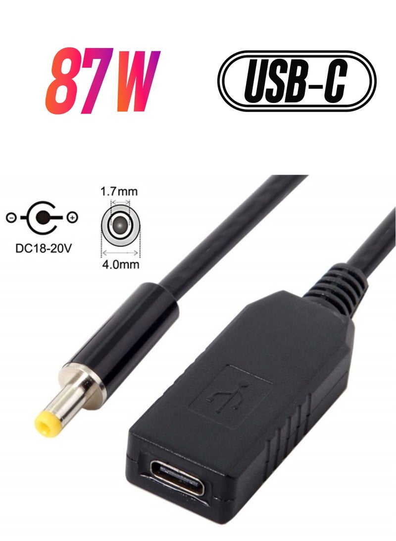 Cablecc USB 3.1 Type C USB-C to DC 20V 4.0x1.7mm Power Plug PD Emulator Trigger Charge Cable for Laptop - Image 1