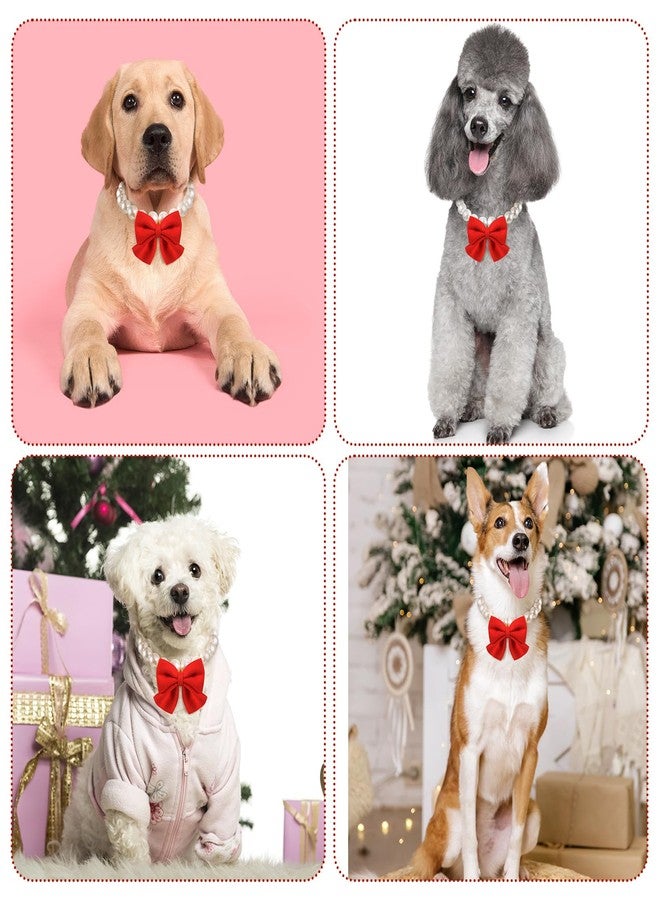 LEIFIDE Chunky Pearl Dog Necklace with Red Bow 20mm Large Bead Big Pearl Puppy Collar Necklace Adjustable Jewelry Accessories for Medium Large Dog Outfit Gift for Christmas(Red,18 Inch Long) - Image 5