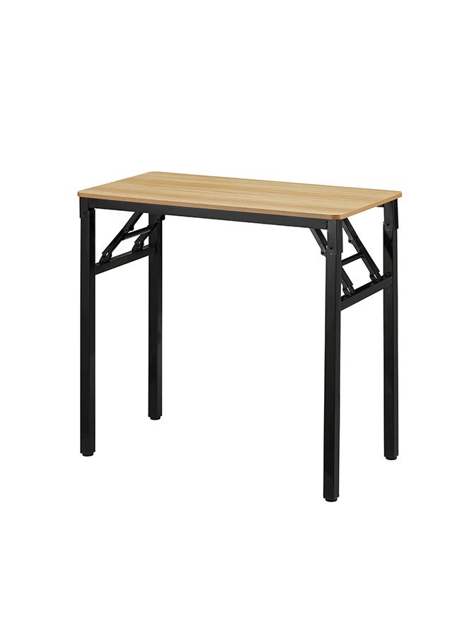 LAWAZIM Folding Table - Single Layer, 80x40cm, Brown - Foldable Rectangular Wooden Workstation Desk with Anti-Slip Feet, Iron Frame, No Assembly Required - for Home Office, Study, Dorm, Small Spaces - Image 4