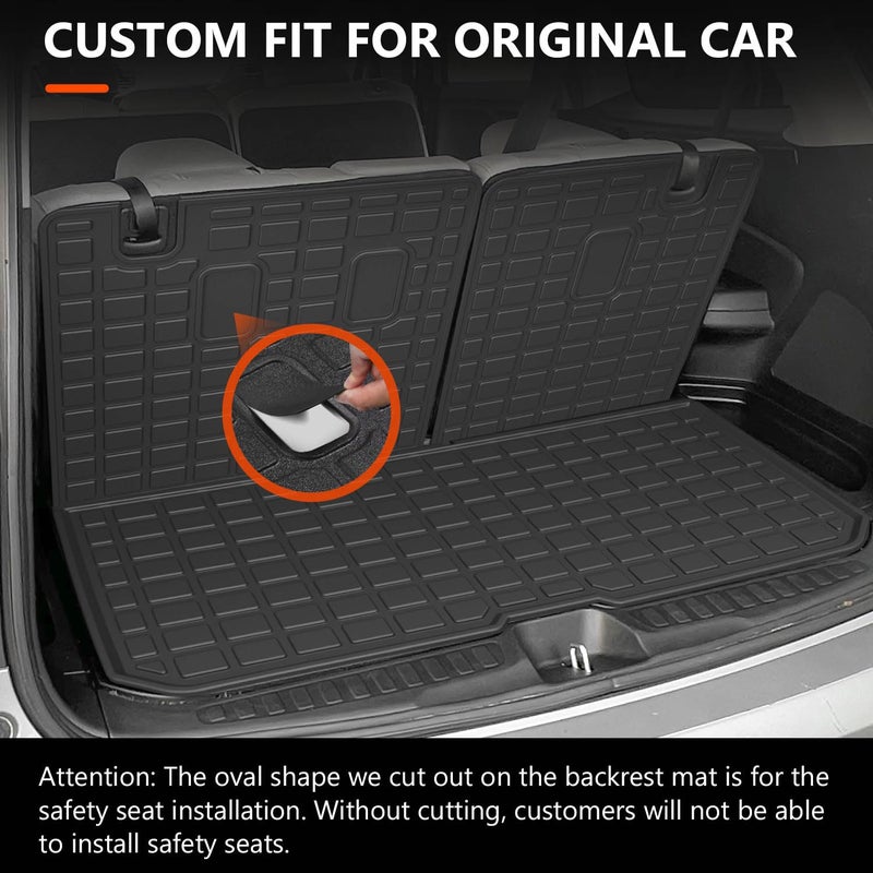 powoq Cargo Mat Compatible with 2016-2025 Honda Pilot (No Elite) Trunk Mat with Backrest Mat TPE Cargo Liner Trunk Liner Replacement for 2016-2025 Honda Pilot Accessories (Trunk Mat with Backrest Mat) - Image 2