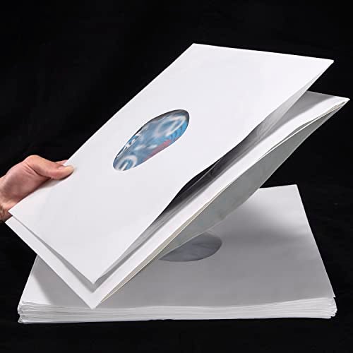 Facmogu 20PCS 12in White Paper & Poly Lined Record Inner Sleeves, 110gsm LP Record Parper Covers Phonograph Record Storage Sleeves, 33 RPM Record Sleeve, Record Sleeve Protectors for LP Vinyl Records - Image 4