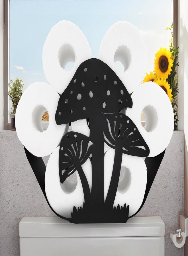 Euiroet Mushroom Black Toilet Tissue Holder,Animal Paper Holders,Decorative Metal Paper Holder,Funny Toilet Paper Storage for Bathrooms,FreeStanding Metal Toilet Paper Organizer Hold Extra 8 Rolls - Image 1