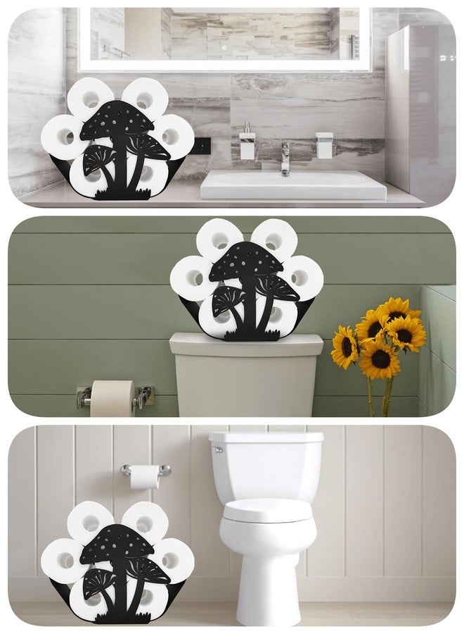 Euiroet Mushroom Black Toilet Tissue Holder,Animal Paper Holders,Decorative Metal Paper Holder,Funny Toilet Paper Storage for Bathrooms,FreeStanding Metal Toilet Paper Organizer Hold Extra 8 Rolls - Image 3