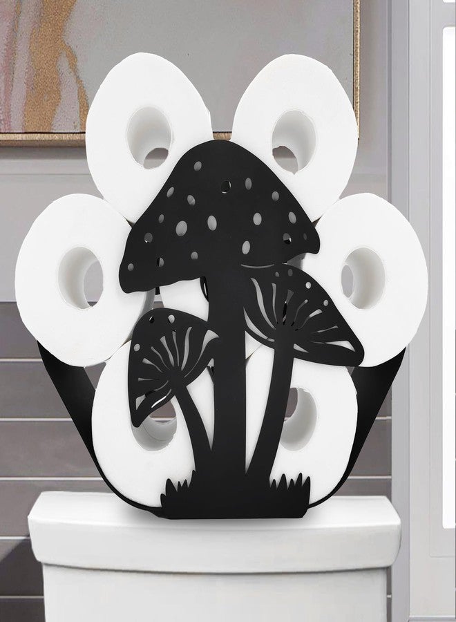 Euiroet Mushroom Black Toilet Tissue Holder,Animal Paper Holders,Decorative Metal Paper Holder,Funny Toilet Paper Storage for Bathrooms,FreeStanding Metal Toilet Paper Organizer Hold Extra 8 Rolls - Image 2