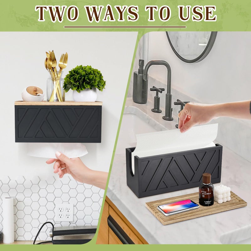 Jorkol Paper Towel Dispenser Wall Mount, Paper Towel Holder Wall Mounted with Lid, Solid Wood Commercial C-Fold, Z-Fold, Trifold Hand Paper Towel Holder Dispenser Hand Towel Holder for Bathroom Kitchen Decor - Image 5