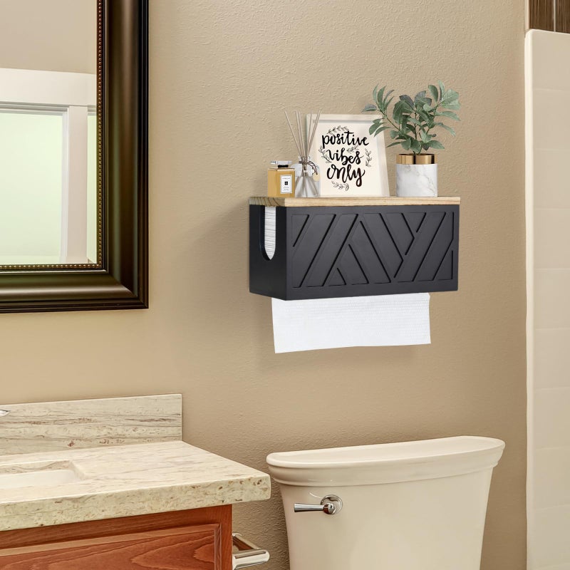 Jorkol Paper Towel Dispenser Wall Mount, Paper Towel Holder Wall Mounted with Lid, Solid Wood Commercial C-Fold, Z-Fold, Trifold Hand Paper Towel Holder Dispenser Hand Towel Holder for Bathroom Kitchen Decor - Image 2